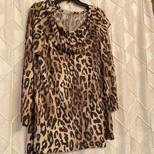 Leopard tunic with cowl neck - Chico's size 3